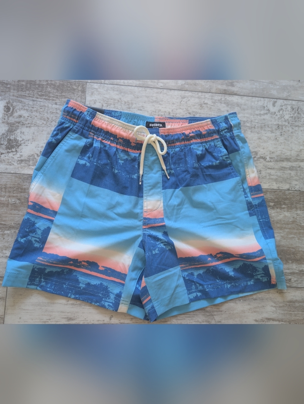 RSQ Men’s Blue & Coral Swim Shorts